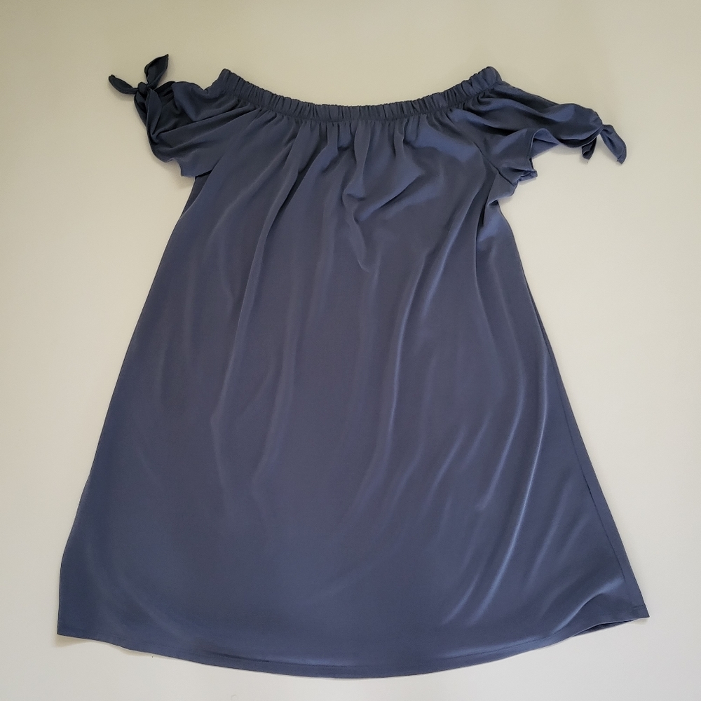 Blue off the shoulder shift dress, size S